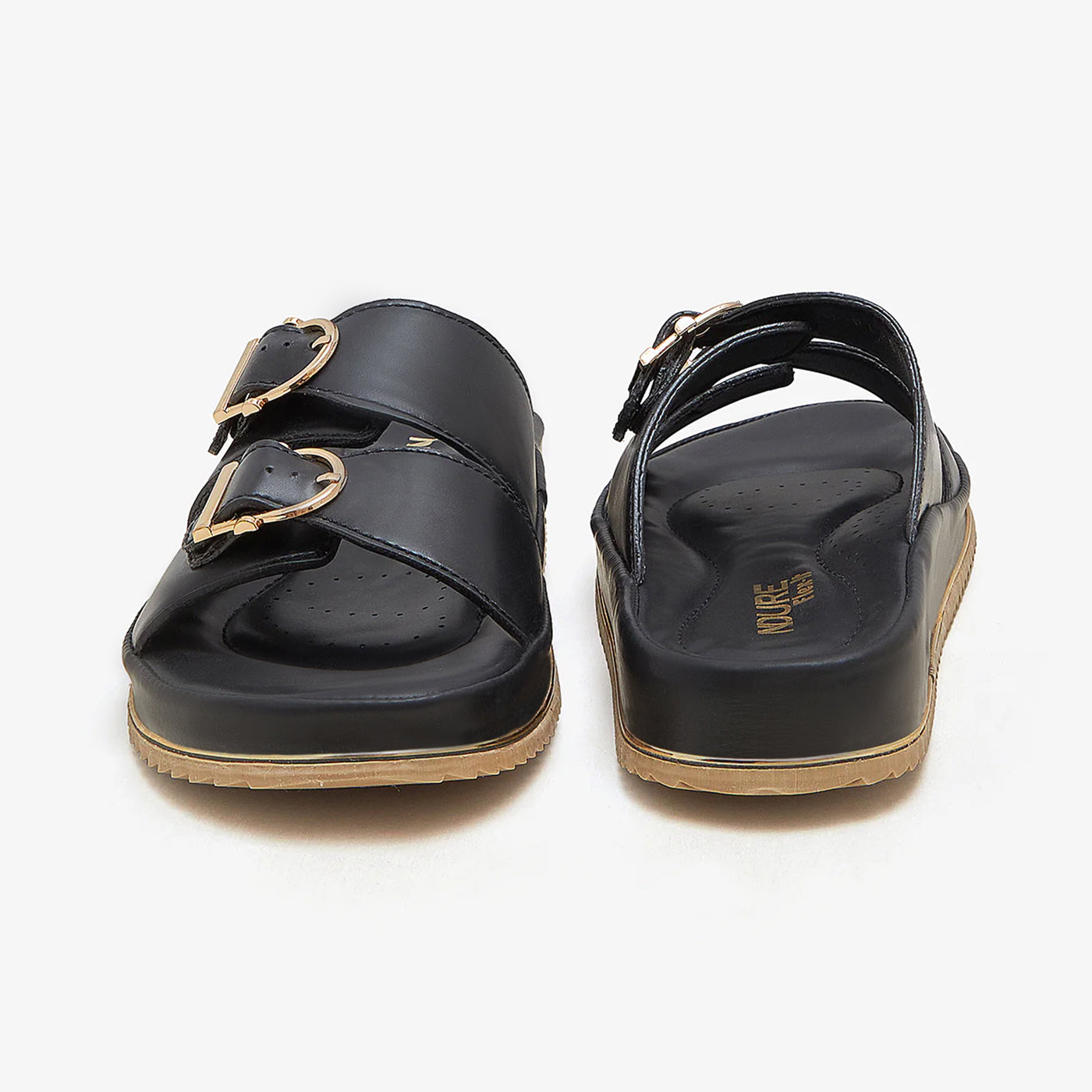 ladies black slides