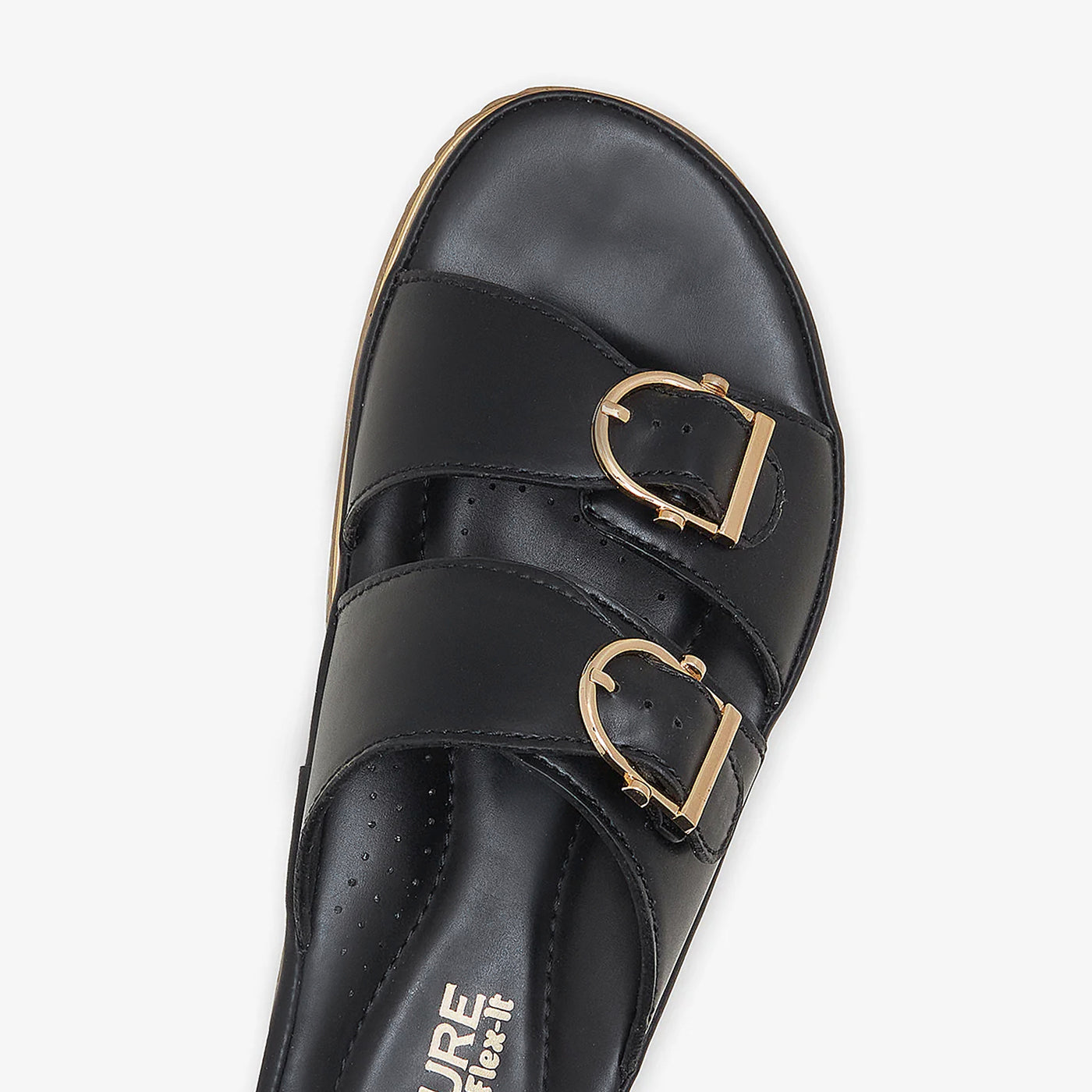 women's black slides