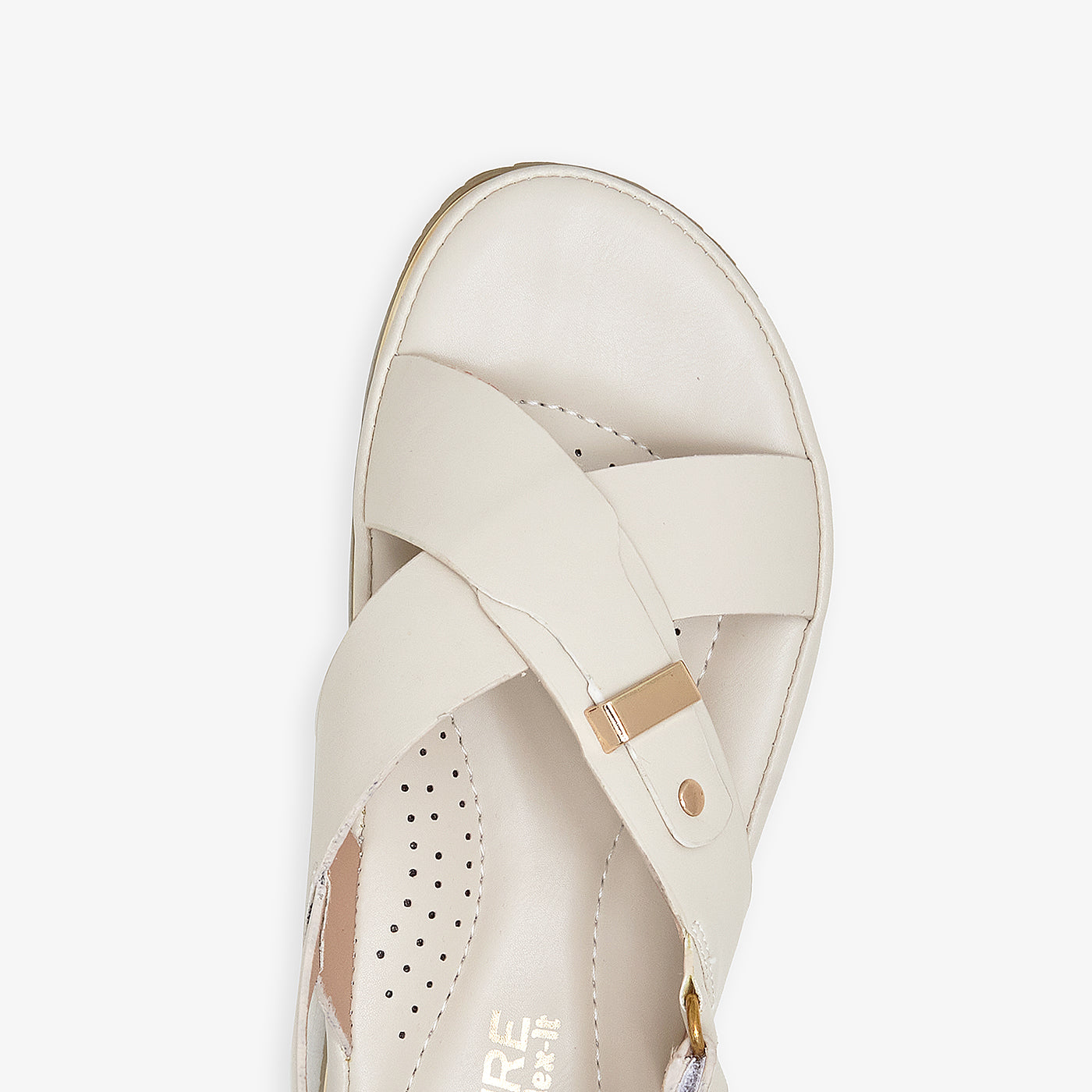 white flat sandals
