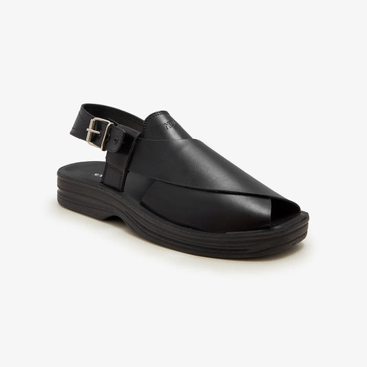 black peshawari chappal